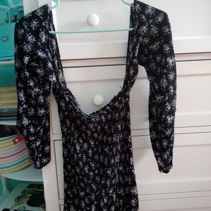 Black romper w/ white flowers/blue life/worn once